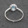 Pierścienie klastra klasyczny srebrny pierścień srebrny Naturalny 5 mm 7 mm topaz kamień solidny 925 For woman Brithday Gift