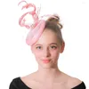Women Feather Mesh Floral Hair Fascinator Handmade Wedding Accessories Evening Party Elegant Caps Ladies With Headpiece