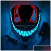 Маски для вечеринок Led Halloween Mask Светящиеся светящиеся в темноте Маски для косплея 14 цветов Прямая доставка Дом и сад Праздничные принадлежности Homefavor Dhg5K