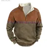 Polos pour hommes Vintage Hommes Zipper Pull Automne Hiver Manches Longues Pull Tops Contraste Surdimensionné Vêtements Col Montant Chaud Sweatshirts Q231215