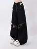 Damesbroek Deeptown Y2K Cargo Vrouwen vrouwelijk Casual Design Zipper Oversized Drwastring Pockets Koreaanse punkbroek 2024 Spring