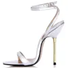 Sandales Qiwn 2023 Robe de mode Party Cheville M2 Sangle Stiletto Femmes Métal High Talon Mariée