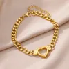 Link Armbanden Vergulde Hart Armband Voor Vrouwen Italiaanse Charme Roestvrij Staal 2023 In Femme Esthetische Sieraden Pulseras Mujer