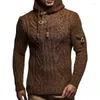 Survêtements pour hommes automne et hiver beau pull à capuche marron ligne épaisse tendance décontractée en vrac avec col haut