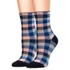 Strumpor Hosiery Women's Casual Cotton Plaid Pattern Socks Bekväma retro Print Socks Vintage Mid Tube Sock Breattable Trendy Female Socks 231215