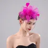 Copricapo Puntelli Colore rosso Moda squisita Fiore decorativo Cappelli Cerchi per capelli Velo da festa nuziale