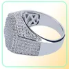 Hip Hop Cube Diamond Copper Gold Silver Color Plated Iced Out Micro Pave Cubic Zircon Ring for Mens Women Jewelry Rings278f5416632