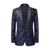 Men's Suits Blazers Dress Sequins Stage Performance Suit Host Singer Navy Coat Man Jacket 231215