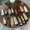 Geklede schoenen Ballet Flats Ballerina Damesschoenen 100% echt leer Lamsleer Cap Teen Ballerina luxe designer Loafer maat 35-42 Bruiloftsfeest Zwart met doos Stofzak