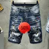 Kerstkorting ~ 50 korting ~ Jeans Jean kort voor heren heren Uomo knie heren designer broek luxe gescheurd dames paars.