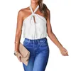 Tanques de mujer 2023 Verano Mujer S Satin Tank Top Dressy Criss Cross Tie Back Sin mangas Sin respaldo Tops sueltos Blusa Camisas