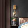 Crystal wall lamp bedroom lamp light luxury American modern creative water drop art corridor living room decorative lamp