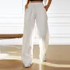 Pantaloni da donna vestibilità ampia casual tinta unita gamba larga dritta con lacci pantaloni per abbigliamento yoga pantaloni sportivi