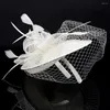 White Tea Party Fascinator für Frauen Kentucky Derby Hut Pillbox Haarspange Cocktail Sinamay Braut Hochzeitskleid Stirnband