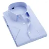 Erkekler Elbise Gömlek Yaz S-8xl Çizgili Kısa Kollu Gömlek Kare Kare Yaka Düzenli Iron Düzenli Uyum Kırışıklık Karşıtı Cep Erkek Sosyal