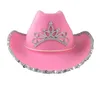 Roze Cowgirlhoed Roze Cowboyhoed voor feestjes Verlichte Cowgirl Verjaardagsfeestje Hoed Verstelbare String