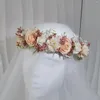 Adjustable Elegant Bridal Flowers Wreath Crown Headdress Girl Floral Garland Wedding Headband Women Party Hair Accessories