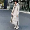 Mulheres para baixo parkas longo grosso parka casaco feminino chapéu destacável solto faculdade sobre o joelho casaco de algodão 2022 inverno novo casaco casual conforto ins estilo t231215