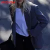 Damenanzüge MNCCMOAA 2024 Herbst Winter Frauen Mode Langarm Einfachheit Taschen Lose Woll Blazer Mantel Weibliche Oberbekleidung