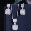 INS TOP SELL Luxury Jewelry Set 925 Sterling Silver T Princess Cut White Topaz Cz Diamond Gemstones Party Handgjorda kvinnor dingle ea302k