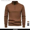 Herren Polos 2023 Neue Herbst Zipper Pullover Pullover für Männer Hohe Qualität Warme Winter Stehkragen Baumwolle Gestrickte Pullover männer Q231215