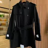 Casaco feminino longo trench coat shorttrench coat luxo primavera outono terno de comprimento médio estilo britânico casaco bege jaqueta tp jaqueta casual com cinto