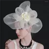 Sposa Matrimonio Mesh Chapeau Clip Donne Wedding Fascinator Tornante Party Fascinat Filato Fiore Perni per capelli Accessori per cappelli