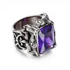 Herren Silber Vintage Gothic Dragon Claw Biker Ring Band grün Rot Weiß Gelb CZ Zirkon Kristall Edelstahl Mode Cros307W