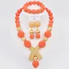 Necklace Earrings Set Fashion African Costume Jewelry Orange Artifical Coral Beads For Women