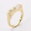 Cluster Rings BOROSA 5Pcs Natural Stone Moonstone Faceted Exquisite 18K Gold Plate Geometry Tail Ring Women Jewelry Gifts