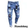 Pantaloni da uomo Jeans strappati Uomo Stretch Skinny Grigio Blu Nero Pantaloni in denim Hip Hop Streetwear Casual Slim Fit per Jogging Jean 231214