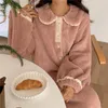 Women's Sleepwear Autumn And Winter Coral Fleece Sweet Student Cute Casual Flannel Internet Celebri Princess Home Wear Two-Piece Suit