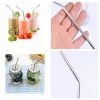 6*241MM 304 Stainless Steel Straw Reusable Home Party Wedding Bar Drinking Tools Barware 3pcs Straw inclus brush set BJ