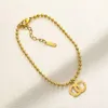 Letras chapadas en oro pulseras para mujer pulsera con dijes de cuentas fiesta elegante pulsera chapada en oro pulsera de diseñador para hombre de lujo casual letra simple zb103