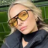 Lunettes de soleil Vintage des années 70 pour femmes et hommes, verres jaunes carrés, lunettes de soleil classiques pour femmes, UV400232Z