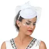 Bandanas Mesh Pearl Hat Bride Wedding Women Headdress Banquet Headwear Veils Brides Small Miss White Lace Top