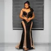 Plus taille aso ebi robes de bal sirène noire illusion sheer coude robe de soirée promrition de fête d'anniversaire pour les femmes de fiançailles noires africaines Pageant AM181