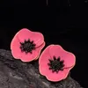 Stud Oorbellen Franse Vintage Pink Drop Glaze Double Peach Blossom Ear Studs 925