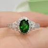 Cluster Ringen VVS Grade Natuurlijke Chrome Diopside Zilveren Ring 0.7ct 5mm 7mm Sieraden Gold Plating 925 Groene Edelsteen