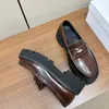 Retro stil äkta läder loafers hög kvalitet runda tår affärer formella oxford matt läder kvinnors lyxdesigner skor