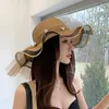 Berretti Cappello da sole estivo Fiocco Visiera a nastro Cappelli di paglia Donna Mare Spiaggia Vacanza Tempo libero Protezione solare per le donne