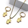 Pendant Necklaces Cowboy Hat Horse Horsehead Jewelry Set For Women Men Stainless Steel Gold Color Animal Necklace Bracelet Hoop Earring