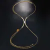 Other Fashion Accessories New Square Gem Crystal Chest Bracket Bras Chain Bo Jewelry For Women Tren Sexy Metal Bo Chain Bikini Rave Festival GiftL231215