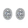 Stud Earrings ZFSILVER Fashion 925 Silver Moissanite Classic Simple Exquisite Oval Earring For Charm Women Accessories Party Jewelry Gift