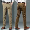 Men's Pants KUBRO Autumn Winter Corduroy Men Thick Cotton Business Straight Khaki Blue Coffee Classic Pant Fleece Trousers Male 30-40