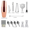 Outils de bar 13 pièces 800/600ml kit de barman noir/or Rose Shaker à Cocktail outils de barre Shakers avec verseur de recette de Cocktail Jigger 231214