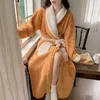 Women's Sleepwear 2024 Long Coral Velvet Nightgown Winter Warm Thickened Pajama Solid Color Homewear Pure V-neck El Bathrobes