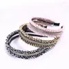 Diamond-studded Lace Chain Headband Fashion Full-drilled Striped Personality Raw Edge Fabric Hairpin For Woman