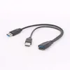 Nieuwe Laptop Adapters Opladers 1 st Zwart USB 3.0 Female naar Dual USB Male met Extra Power Data Y Verlengkabel voor 2.5 "Mobiele Harde Schijf