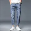 Herenjeans Korea Casual broek enkellange hoge kwaliteit zomer stretch katoen gat dun streetwear ontwerp denim 231214